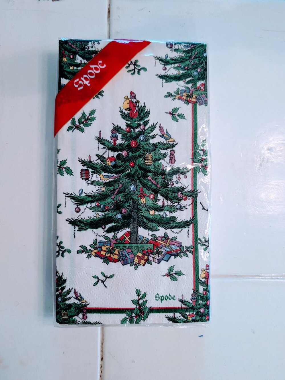 VTG NOS Spode Christmas Tree Guest Towels Napkins 16 Pack Sealed 3-Ply Germany
